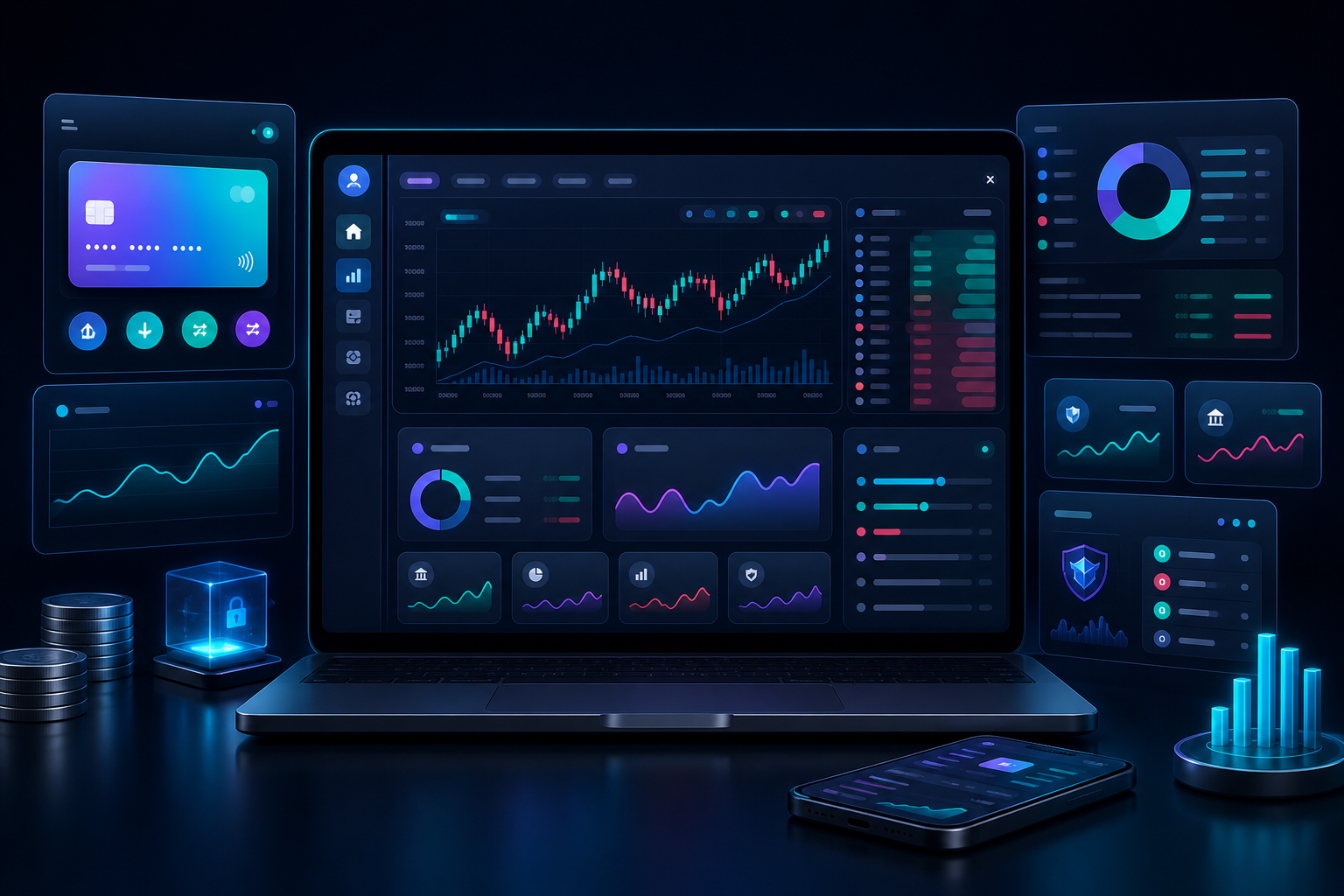 Fintech trading platform and wallet dashboard preview