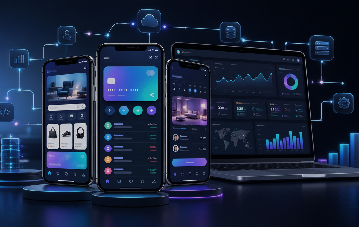 Mobile app development product categories dashboard